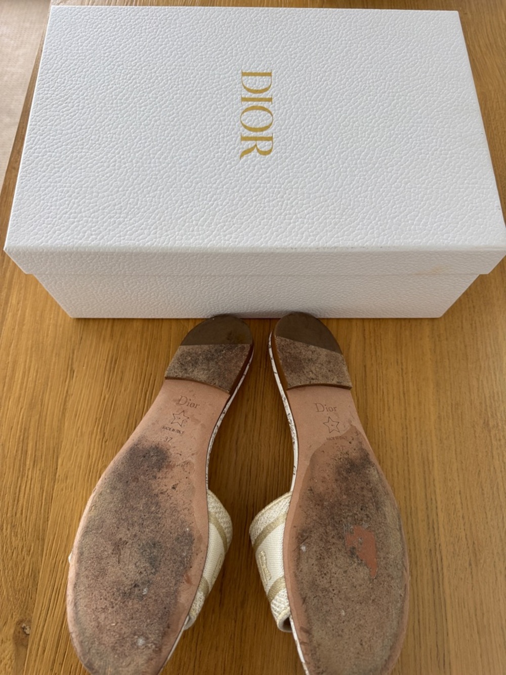 Dior Beige Canvas Logo Slip-On Mules - Picture 2 of 6